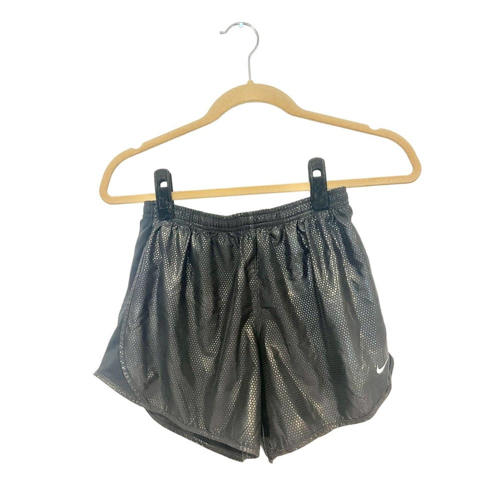Girls NIKE DRI FIT Size XL Athletic Running Shorts Built In Liner Black Shiny